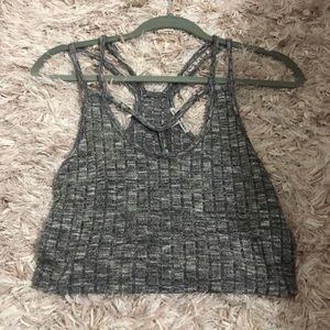 Ribbed gray crop top.